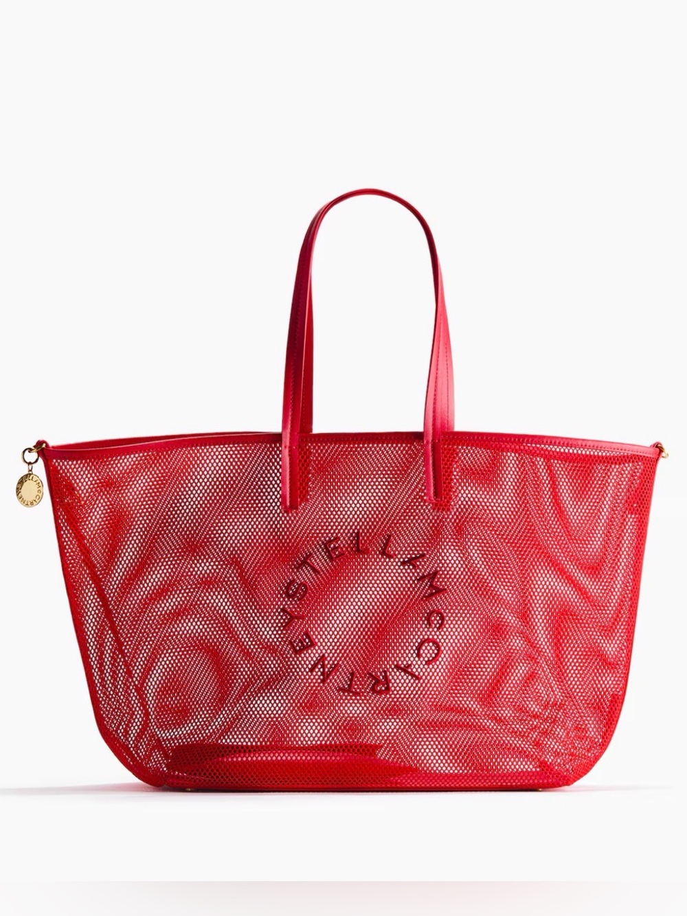Stella McCartney X H&M Red Large Mesh Tote Logo Bag